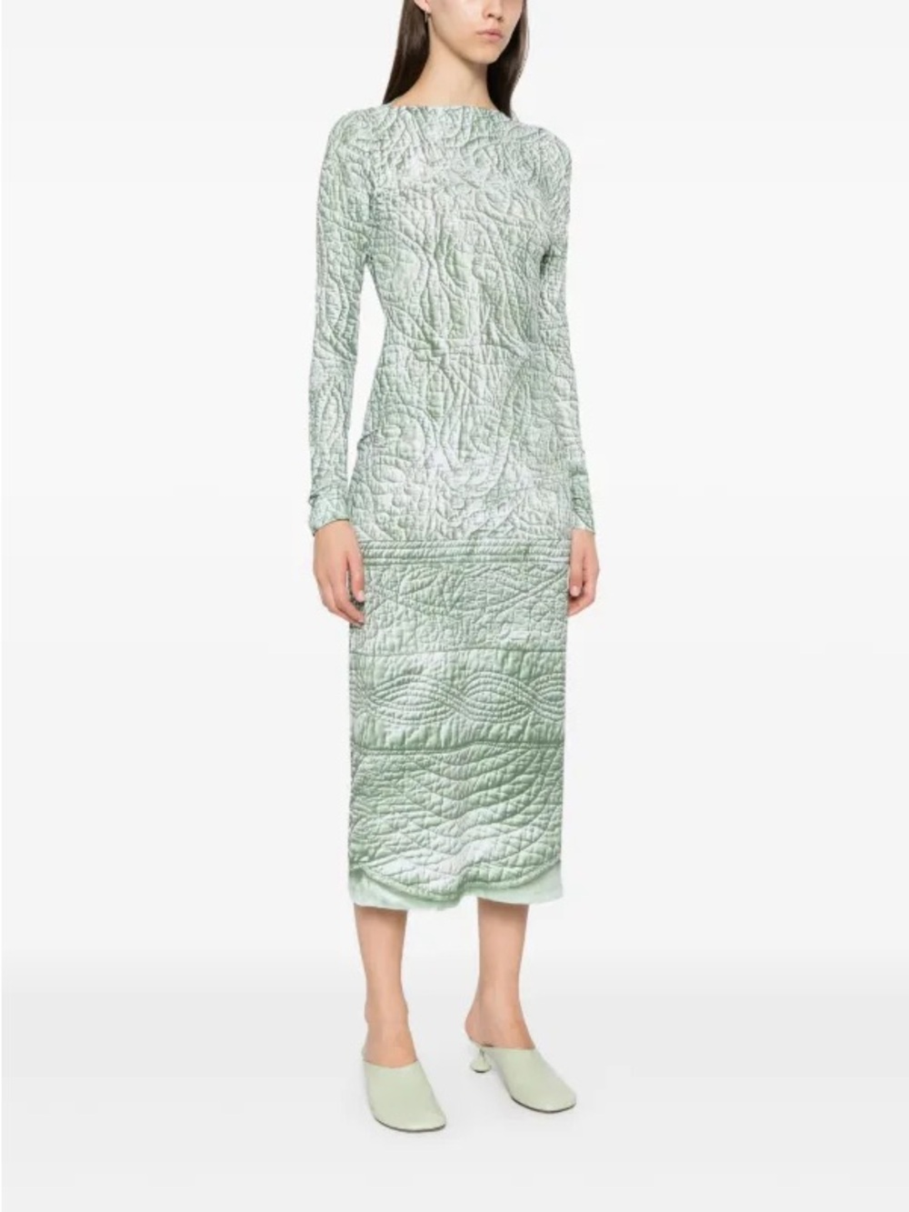 Maison Martin Margiela Quilted Midi Dress in Mint Green